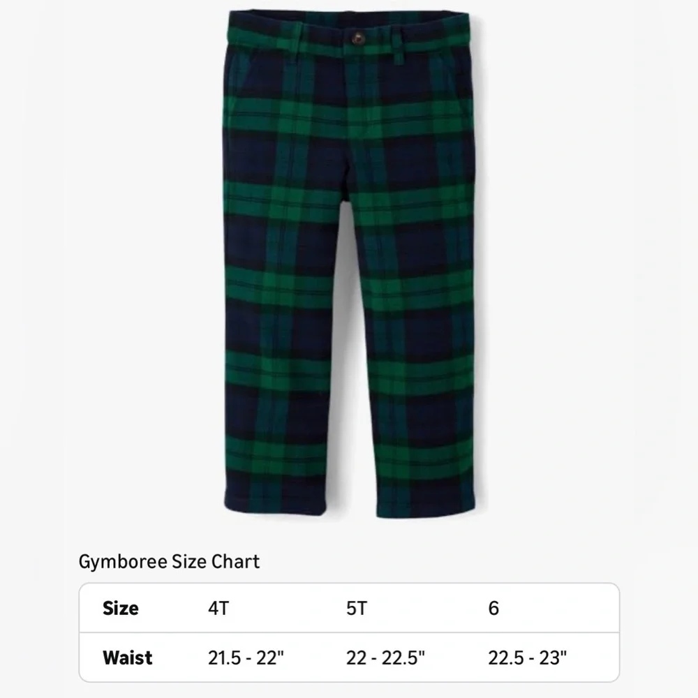 NIB! Gymboree Navy and Green Plaid Noble Forest Pants Trousers